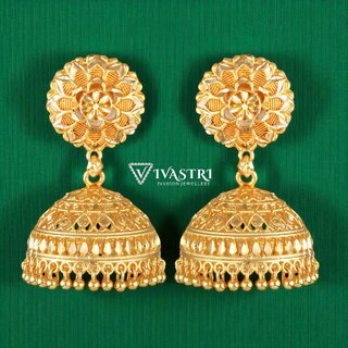 Vivastri Top Trending Alloy Gold Plated Jhumki Earrings for Women & Girls [VIVA2626ERG] - Earrings | Buy online on ZillyBuy