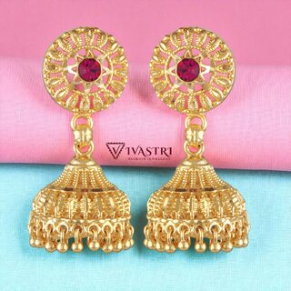 Vivastri Top Trending Alloy Gold Plated Jhumki Earrings for Women & Girls [VIVA2640ERG] - Earrings | Buy online on ZillyBuy