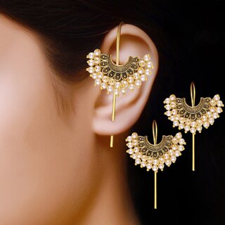 Vivastri Elite Charming Green ear cuff Pearl Earring for Women and Girls [VIVA2665ERG] - Earrings | Buy online on ZillyBuy