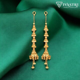 Vivastri Shimmering Bejeweled Long Jhumka drop Earring for Women and Girls [VIVA2685ERG] - Earrings | Buy online on ZillyBuy
