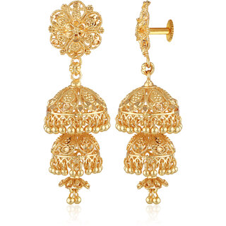 Vivastri Beautiful Gold Plated Jhumki Earring for Women and Girls [VIVA2716ERG] - Earrings | Buy online on ZillyBuy