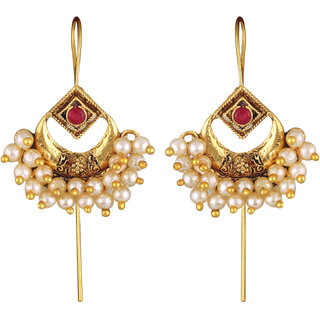 Vivastri Pearl Drop Cuff Earring for Women and Girls [VIVA2745ERG-RED] - Earrings | Buy online on ZillyBuy