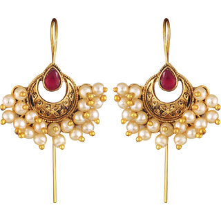 Vivastri Pearl Drop Cuff Earring for Women and Girls [VIVA2746ERG-RED] - Earrings | Buy online on ZillyBuy
