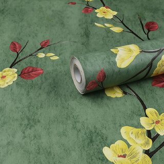 Tiny Shiny Green Flower Wallpaper for Walls Living Room Bedroom Office Kitchen Printed