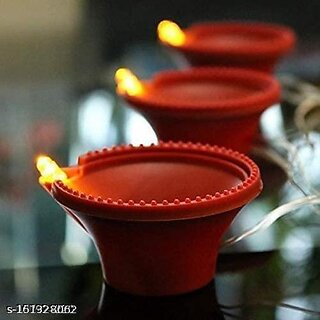 (Pack of 6) Water Sensor LED Diya Candles - Warm Orange, Battery Operated brown