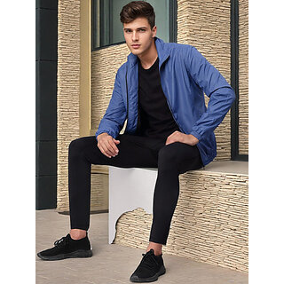 PrintCultr Men Blue Full Sleeve Solid Windcheater - Jackets & Coats | Buy online on ZillyBuy
