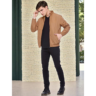 PrintCultr Men Brown Full Sleeve Solid Windcheater - Jackets & Coats | Buy online on ZillyBuy