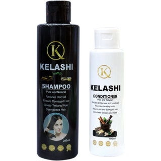 kelashi shampoo and conditioner combo pure natural hairfall control repairs dull and damaged hair 300ml