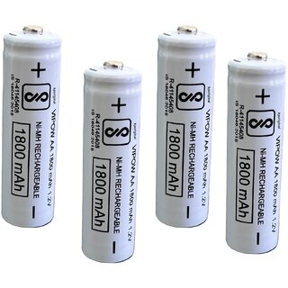 (Pack-4) AA 1800mAh 1.2V Rechargeable Batteries | Ideal for Toys, Trimmers, Remotes & Gadgets