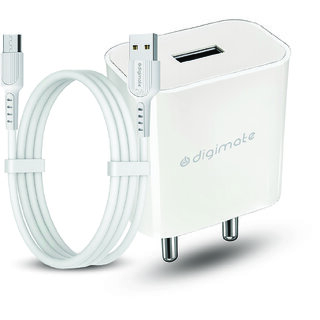 Digimate 15W Single USB Port Charger With Micro USB Cable (DG-ADP-1007, White)