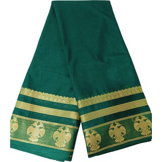 Elegant Green Crape Silk Fabric with Golden Mythical Bird Design - Sarees | Buy online on ZillyBuy