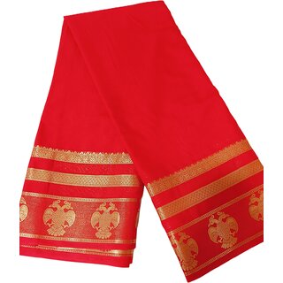 Elegant Ganduberunda Red Crape Saree with Golden Borders - Sarees | Buy online on ZillyBuy