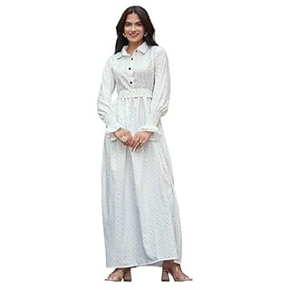 SARINKU Gown Crepe Fabric Dress for Women Stylish Ethnic Gown Long One Piece for Girls and Women