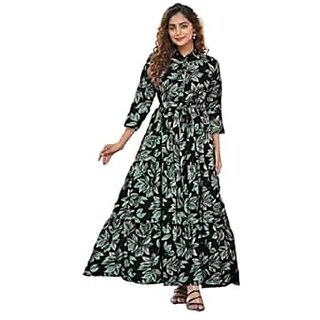 SARINKU Gown Crepe Fabric Dress for Women Stylish Ethnic Gown Long One Piece for Girls & Women