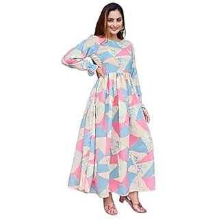 SARINKU Gown Nida Fabric Stylish Dress for Women Stylish Ethnic Gown Long One Piece for Girls & Women