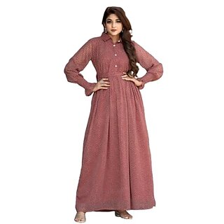 SARINKU Georgette Gown Dress for Women Stylish Western Gown Long One Piece for Girls