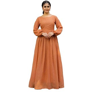 SARINKU Georgette Gown Dress for Women Stylish Western Gown Long One Piece for Girls & Women