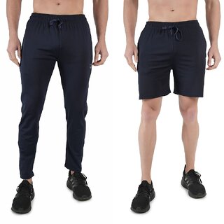 Kwings Mens Lower & Short Combo Pack (Pack of 2) Lycra blend Plain sports wear Bottoms