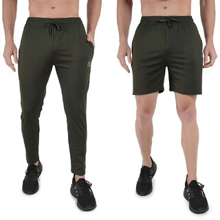 Kwings Mens Lower  Short Combo Pack (Pack of 2) Lycra blend Plain sports wear Bottoms