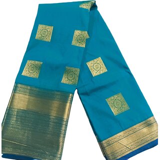 Elegant Blue Designer Saree with Golden Zari Border - Sarees | Buy online on ZillyBuy