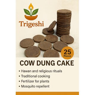 Trigeshi Organic Cow Dung Cakes - Eco-Friendly Natural Hawan Solution and Fertilizer for Gardening, Cooking, and Mosquito Repellent