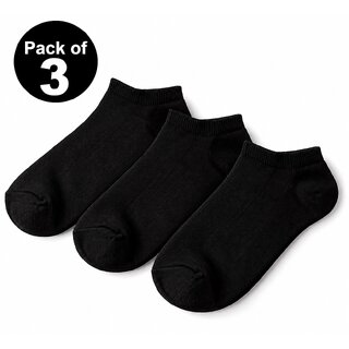 (Pack of 3) WildProducts Ankle Length Socks Free Size , Black color - Socks | Buy online on ZillyBuy