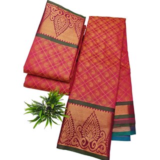 Exquisite Red and Pink Silk Saree with Intricate Zari Borders - Sarees | Buy online on ZillyBuy