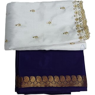 Elegant Designer Silk Saree  with separate white unstiched bloues for Occasions - Sarees | Buy online on ZillyBuy