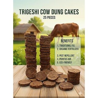 Trigeshii Cow Dung Cakes - Organic Fertilizer  Havan Puja Essential