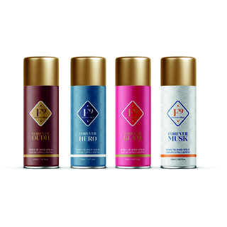 F9 Forever Hero , Musk ,Oudh and Glam Long Lasting Freshness Deodorant Perfume Body Spray For Men and women (150ml4)