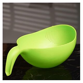 Plastic Rice Bowl & Food Strainer - Thick Drain Basket with Handle for Kitchen Use (Random Color) - Cookware | Buy online on ZillyBuy