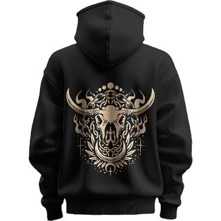 BULL CLOTHING Men's Bull Graphic Black Hoodie  60 Cotton, 40 Polyester  280 GSM for Comfort  Durability (M)