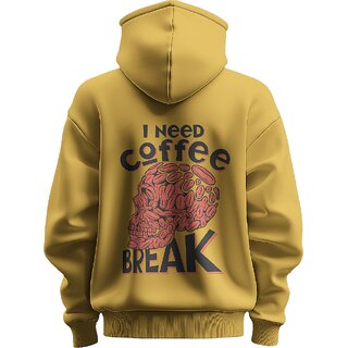 BULL CLOTHING I Need Coffee Break Graphic Mustard Hoodie  280 GSM Fleece for Ultimate Comfort and Durability (L)