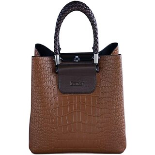 Luxury Crocodile Leather Bowling Bag - Stylish Designer Handbag - Handbags | Buy online on ZillyBuy