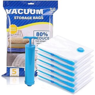 Vacuum Storage Bags for Clothes  5-Pack Space Saver with Hand Pump for Travel & Home - Home Improvement | Buy online on ZillyBuy