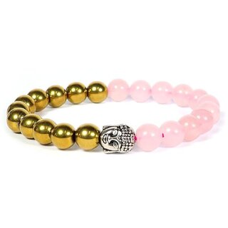 Tiny Shiny Rose Quartz with Golden Pyrite Bracelet  Attracts Money Fame  Luck  Money  Love Bracelet for Men and Wome - Bangles & Bracelets | Buy online on ZillyBuy