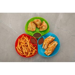 Plastic Lunch Plate, Dahi and Chat Plate, Snack and Appetizer Plate, Tray for Party and Daily use Serving Platter Plate