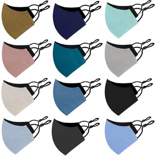 (Pack of 12) Unisex Cotton Cloth Mask for Unisex with Adjustable Ear Loop (Multicolour) - Ethnic Wear | Buy online on ZillyBuy