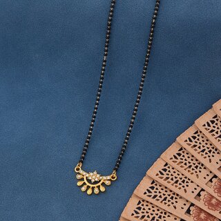 Designer and stylish Gold Plated Mangalsura for Women Alloy Mangalsutra black
