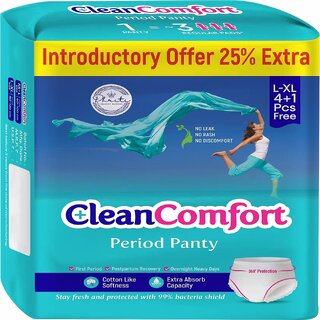 Clean Comfort Disposable Period Panties for Women  Girls Cotton Soft Sanitary Pads Period Panty L-XL (Pack of 5)