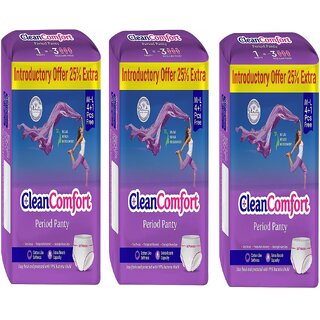 3 Packs of Clean Comfort Disposable Period Panties Combo for Women  Girls Cotton Soft Sanitary Pads M-L (Pack of 15)