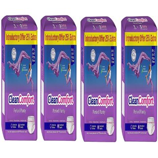 4 Packs of Clean Comfort Disposable Period Panties Combo for Women  Girls Cotton Soft Sanitary Pads M-L (Pack of 20)
