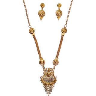 Elegant Traditional Gold-Tone Necklace Earring Set
