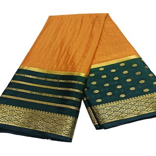 Elegant Mustard Crape Silk Saree with Double Contrast Border - Sarees | Buy online on ZillyBuy