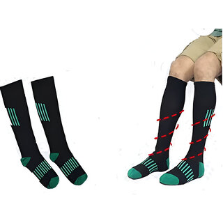 Pack Of 2 - Compression Socks Unisex Striped Knee High, Calf Length Socks_CLN-T-131 - Socks | Buy online on ZillyBuy
