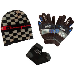 Minha Fashion Women Solid Winter Combo Of Wollen Cap, Gloves and Ankle Socks_CLN-T-138 - Gloves | Buy online on ZillyBuy
