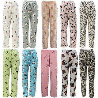 Minha  Women's pack of 1 woolen soft fleece Printed Pyjama/Lower (Multicolour)Assorted design_CLN-T-139