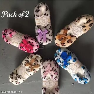 Booties Woolen Warm  Soft Winter Indoor Carpet Belly Slippers with Fur for women  Girls (Free Size)pack of 2_CLN-T-142 - Socks | Buy online on ZillyBuy