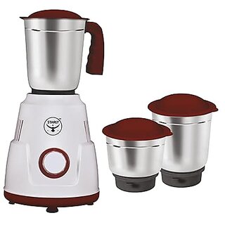 Starly Ace 550W Mixer Grinder for Kitchen with 3 Stainless Steel Jars   Powerful motor  High Speed Mixie perfect for dry grinding blending mixing  juicing cherry red 3 Jars