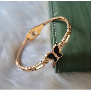 Rose Gold Plated Heart Kada Bracelet Korean Design Zircon Studded Bangle for Women Girls Party Daily Wear - Bangles & Bracelets | Buy online on ZillyBuy